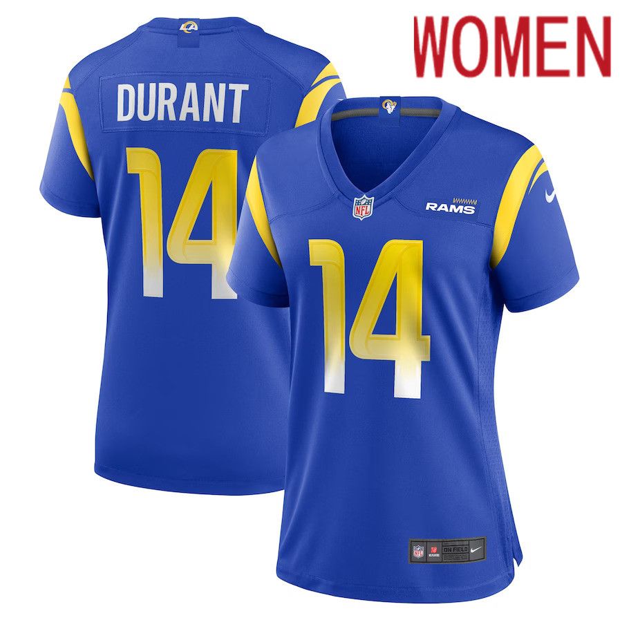 Women Los Angeles Rams 14 Cobie Durant Nike Royal Game Player NFL Jersey